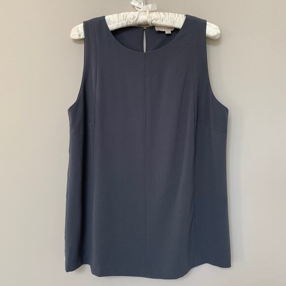 LOFT slate blue sleeveless blouse keyhole back fully lined size M - Picture 1 of 7